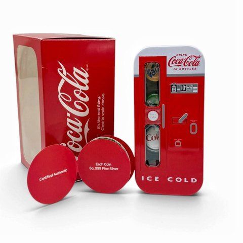 Колекційний набір срібних монет Coca-Cola Vending Machine Set. 236114 фото
