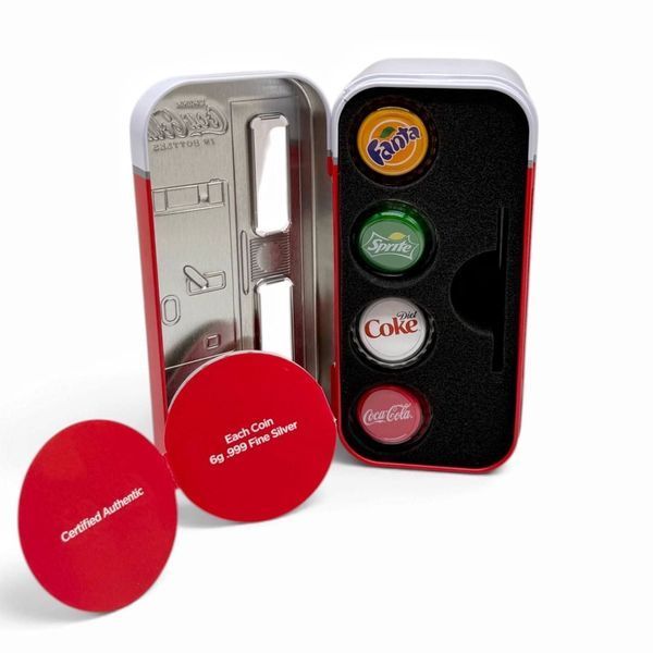 Колекційний набір срібних монет Coca-Cola Vending Machine Set. 236114 фото