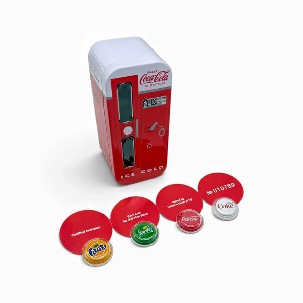 Колекційний набір срібних монет Coca-Cola Vending Machine Set. 236114 фото