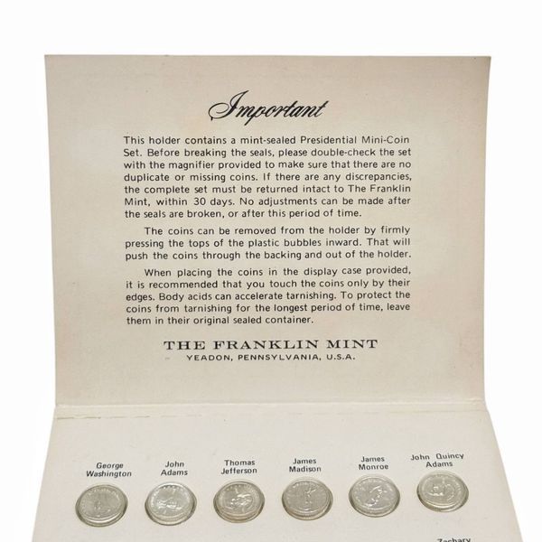 Колекція медалей Presidential Mini-Coin Set. США, Franklin Mint, 1970 рік. 457939 фото