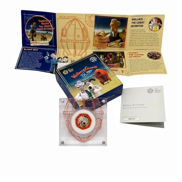 Срібна монета "Wallace & Gromit 2019 Sterling Silver Proof UK 50p Coin". 258317 фото