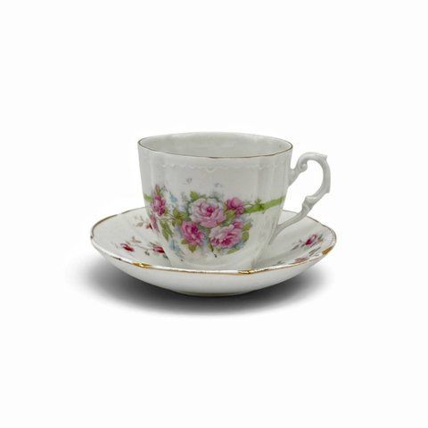 Порцелянова чайна чашка для вусів (moustache cup) на блюдце. 974005 фото