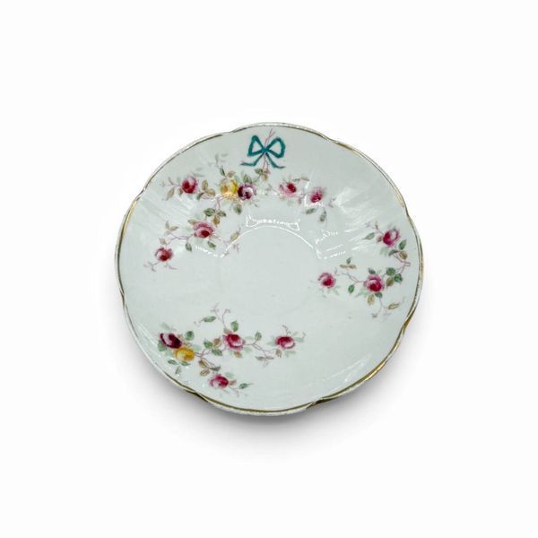 Порцелянова чайна чашка для вусів (moustache cup) на блюдце. 974005 фото