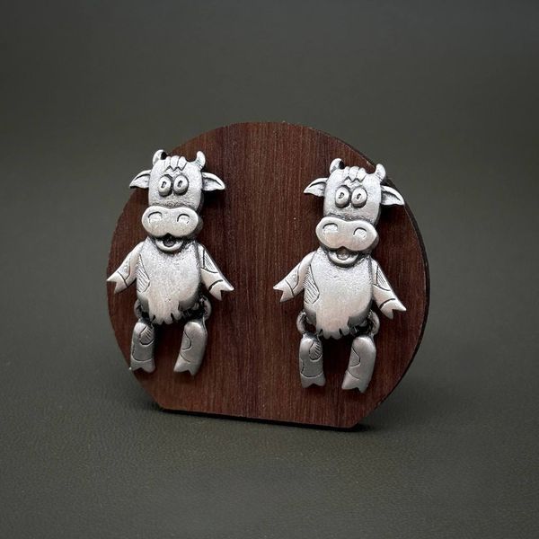 Вінтажні сережки JJ &laquo;Dancing Cow&raquo;. США, кінец 80х - 90ті роки. На оригінальній планшетці. New old stock. У використанні не були.  948507 фото