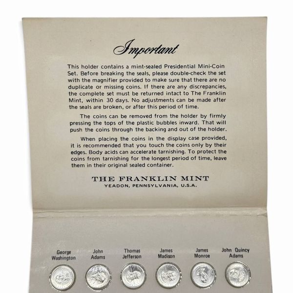 Набір срібних міні-медалей "Presidential Mini-Coin Set" (First Edition). 403967 фото