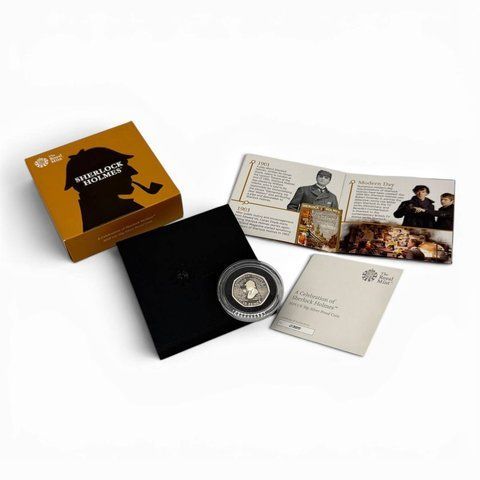 Срібна монета Sherlock Holmes. Англія, Royal Mint, 2019 рік. 456502 фото