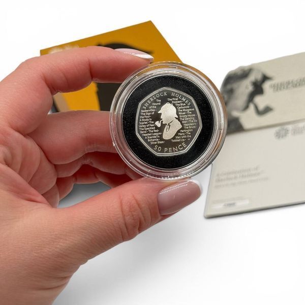 Срібна монета Sherlock Holmes. Англія, Royal Mint, 2019 рік. 456502 фото