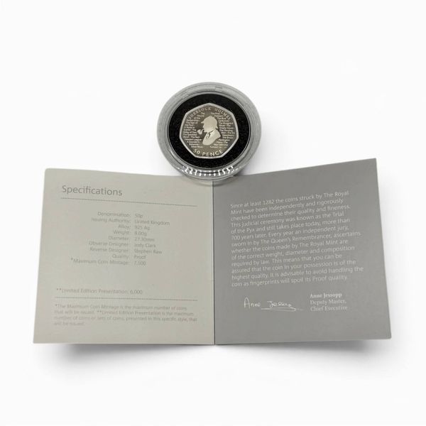 Срібна монета Sherlock Holmes. Англія, Royal Mint, 2019 рік. 456502 фото