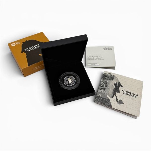 Срібна монета Sherlock Holmes. Англія, Royal Mint, 2019 рік. 456502 фото