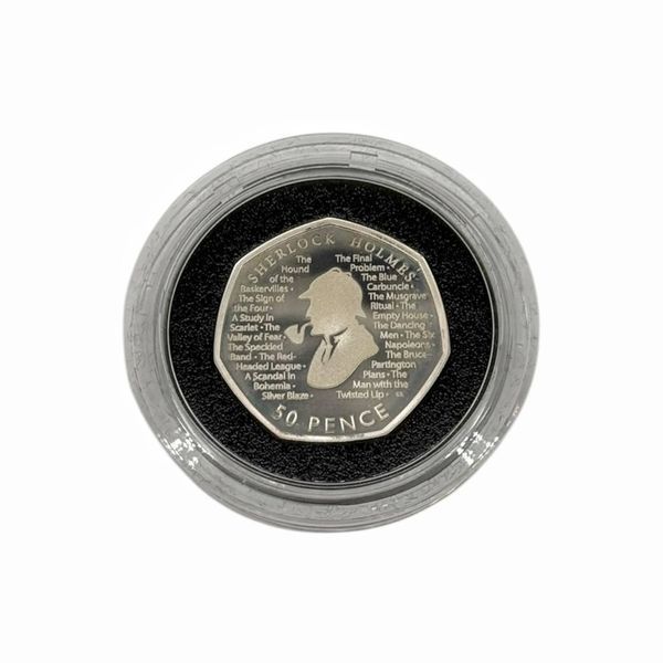 Срібна монета Sherlock Holmes. Англія, Royal Mint, 2019 рік. 456502 фото