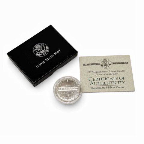 Пам'ятна монета "United States Botanic Garden Commemorative Coin" (Uncirculated Silver Dollar).  США, US Mint, 1997 рік. 660159 фото