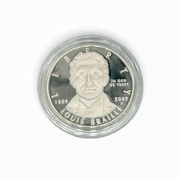 Срібна монета "Louis Braille Bicentennial Silver Dollar". США, США Mint, 2009 рік. 638683 фото